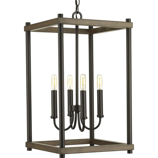Fontayne Collection Four-Light Antique Bronze Farmhouse Pendant Light - 18.000" x 23.500" x 4.000"