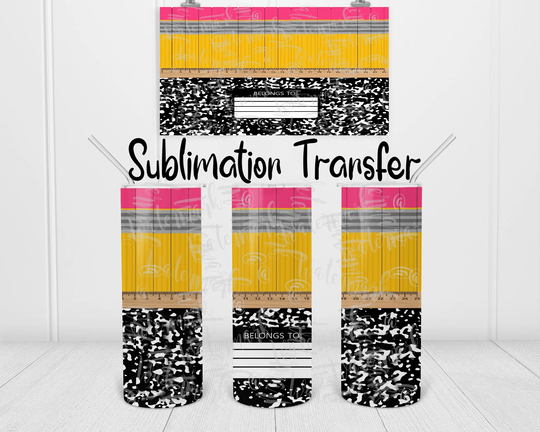 Pencil - Sublimation Transfer Ready To Press Skinny Tumbler 20 Ounce Straight 30Oz