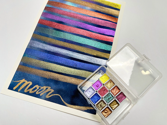 Moon Pub | 12 Colors Metallic Pearlescent Handmade Watercolor 1Ml Quarter Pans Set Shimmer For Nail Art Gifts