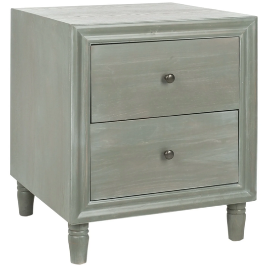 SAFAVIEH Blaise French Grey 2-Drawer Storage Night Stand Table - 22" x 22" x 26"