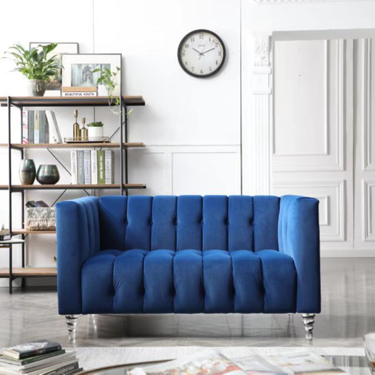 57" Velvet Tuxedo Arm Sofa with Acrylic Legs