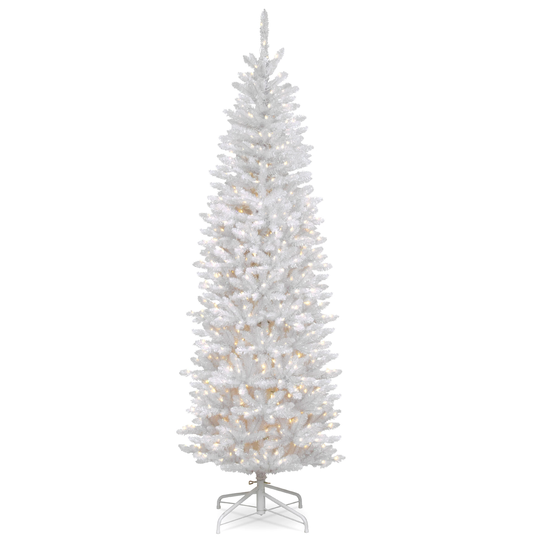 6.5 ft. Kingswood White Fir Pencil Tree with Clear Lights - 7.5 ft