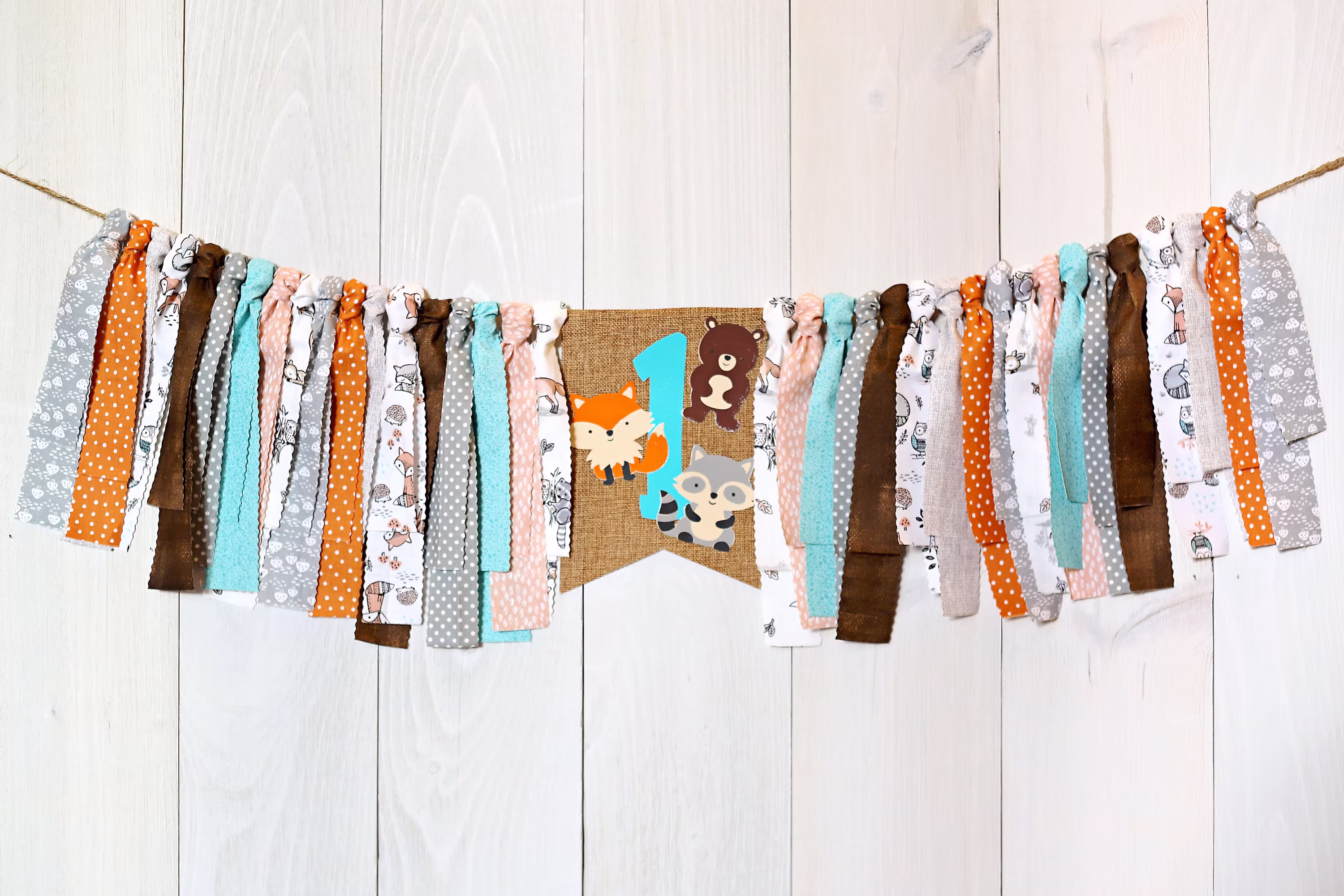 Forest Animal High Chair Banner, Woodland Animals 1st Birthday, Party Decor, Bear, Fox, Raccoon Photo Prop