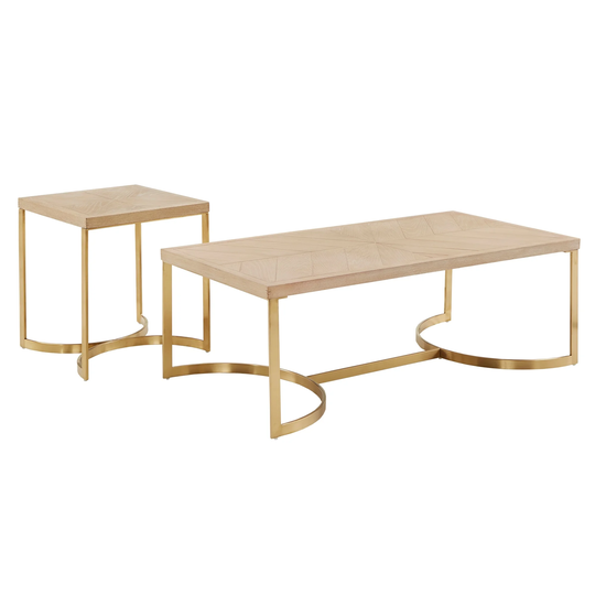 Minato Natural Finish and Gold Table Set by iNSPIRE Q Bold