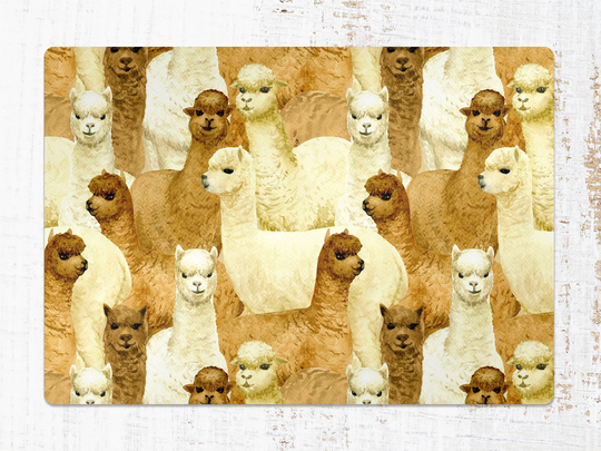 Alpaca Animal Chair Mat, Beige Splat Vinyl Floor Llama Protective Decorative Housewarming Gift
