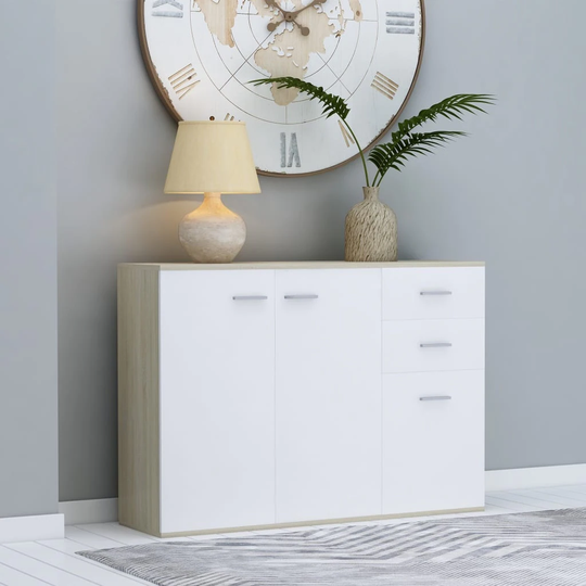 Sideboard White and Sonoma Oak 41.3"x11.8"x29.5"Chipboard