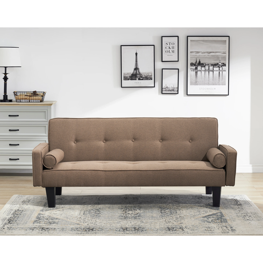 sofa convertible into sofa bed includes two pillows 72" brown cotton linen sofa bed suitable for family living room
