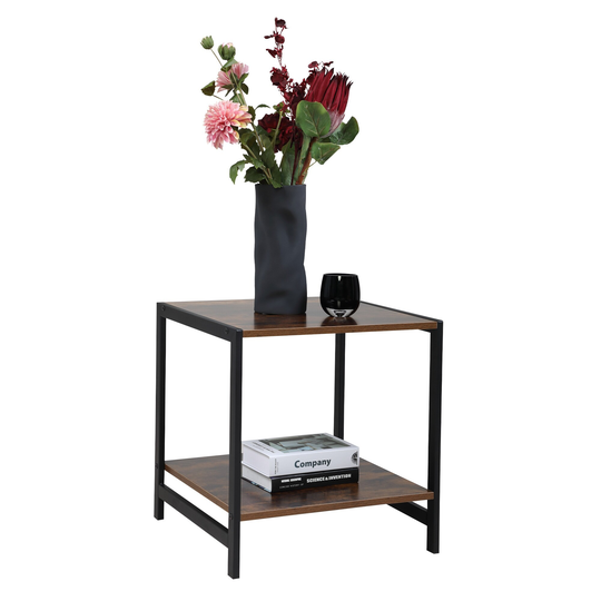 End Table 2-Tier Side Table with Storage Shelf, Vintage Coffee Table
