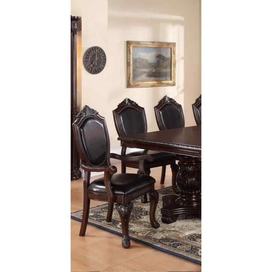 Traditional Rubber Wood Royal Arm Chair Set of 2 Brown