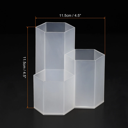 Pencil Holder 2 Pack Plastic 3 Slots Hexagon Desk Organizer Pen Cup