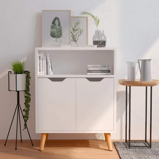Sideboard High Gloss White 23.6"x11.8"x28.3" Engineered Wood