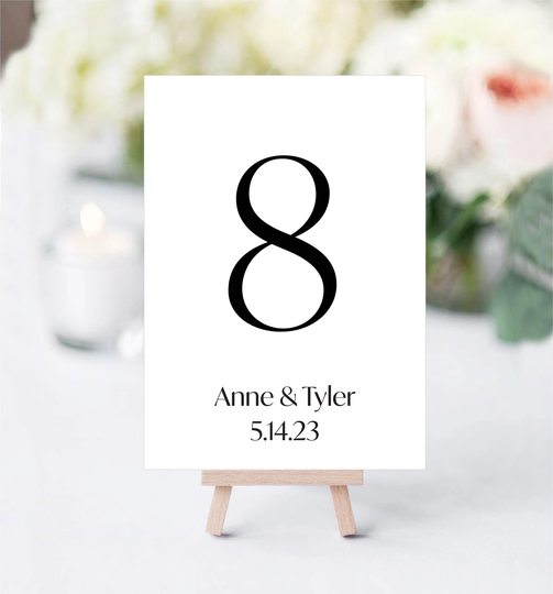 Table Numbers, Printed Wedding Number, Reception Decor