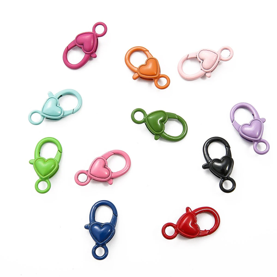 23x44mm Assorted Color Heart Lobster Clasps Zinc Alloy - Rainbow Colorful Clasp Finding Accessories