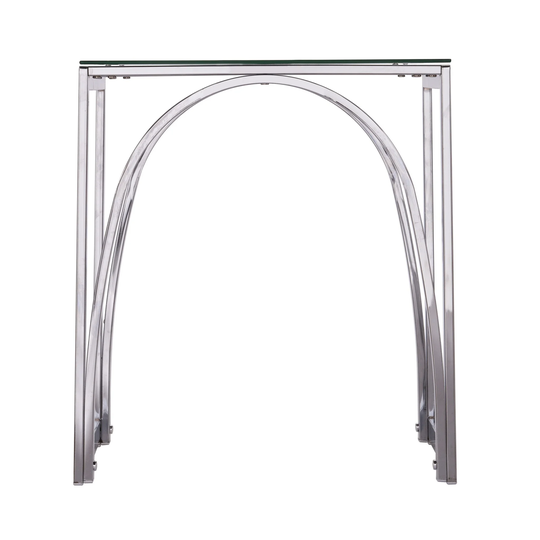 22" Chrome Glass And Iron Square End Table - 19x19x22