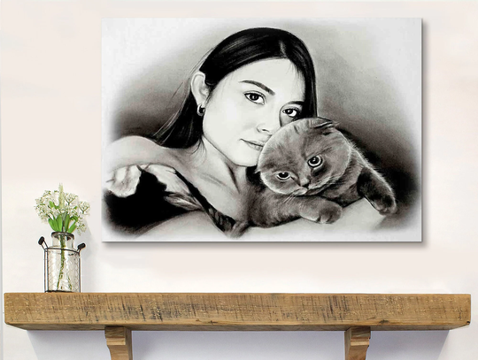 Custom Portrait Real Handmade Charcoal, Sketch From Photo, Pencil Drawing, A4 Roll Or Canvas Wall Art
