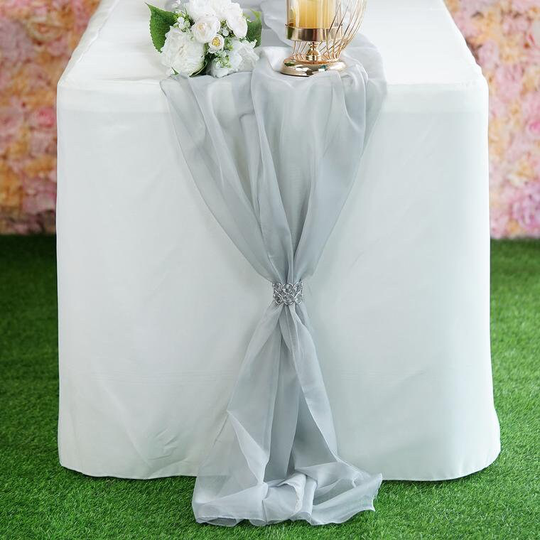 Premium Chiffon Table Runner, Grey Chair Sash, Wedding Runner, Runners