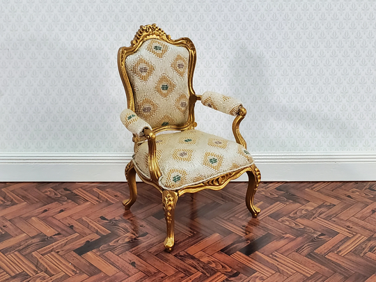 Jbm Dollhouse Armchair Chair Gold Louis Xv Style 112 Scale Miniature Furniture