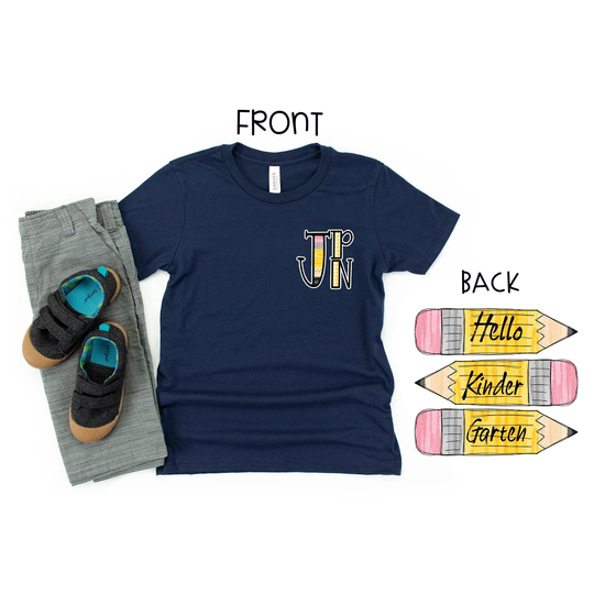 Boys Back To School Shirt, Monogram First Day Of Boys Prek Pencil