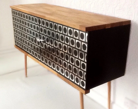 Retro Atomic Black Record Cabinet 70S Sideboard Top Seller 110-130cm