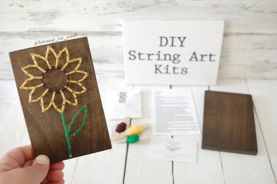 Sunflower Diy String Art Kit, Flower Decor, Tiered Tray Sign, Florals, Spring Summer Diy Craft Do It Yourself, Sun