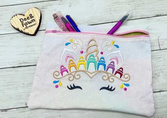 Personalized Sparkle Unicorn Pencil Pouch | Custom Case Back To School Zipper Girl's