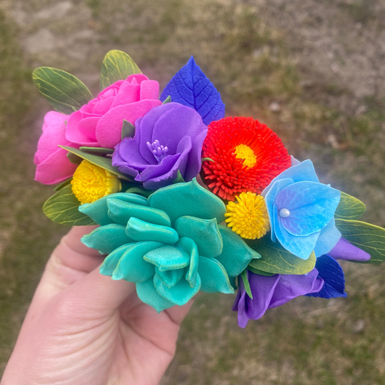 Colorful Wedding Hair Comb Hot Pink Bridal Piece Succulent Headpiece