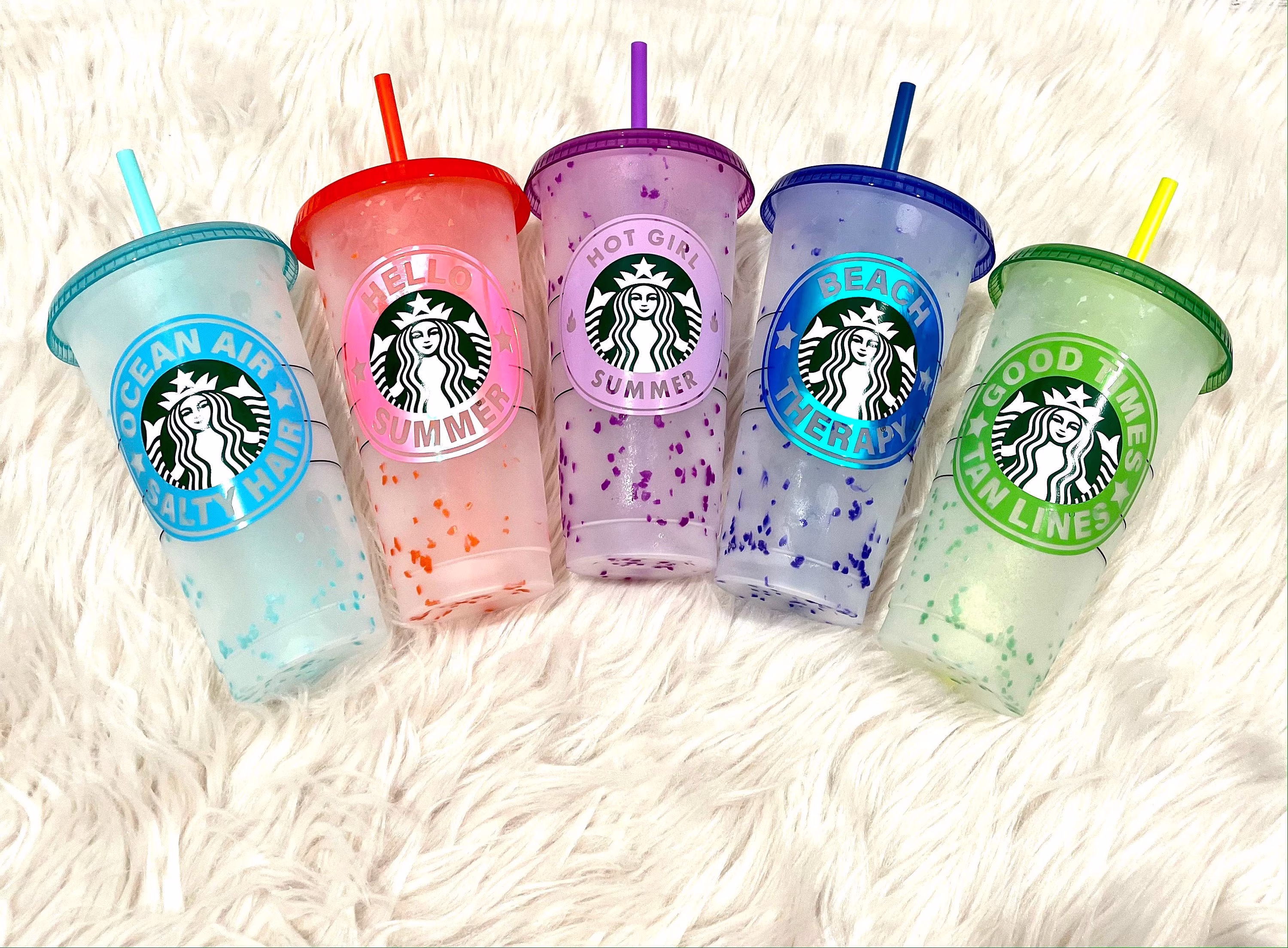 Summer Starbucks Confetti Cup | Color Changing Cold Reusable Venti Cup Gift For Her Hot Girl