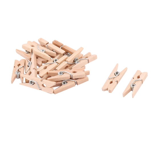 17Pcs Wooden Photos Laundry Hanging Spring Clamp Clip Clothes Pin - Silver Tone,Wood Color - 0.9" x 0.1" x 0.3"(L*W*H)