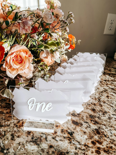 Acrylic Table Numbers With Stands - Wedding Decor Centerpiece Signs