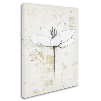 'Pencil Floral I Gold' Graphic Art Print on Wrapped Canvas