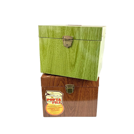 Green Or Brown Lithograph Faux Wood Metal File Box Porta-File Storage