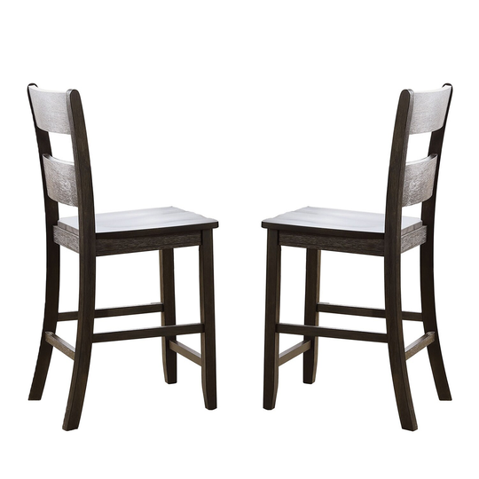 Set of 2 Wood Side Chair in Distressed Walnut Finish