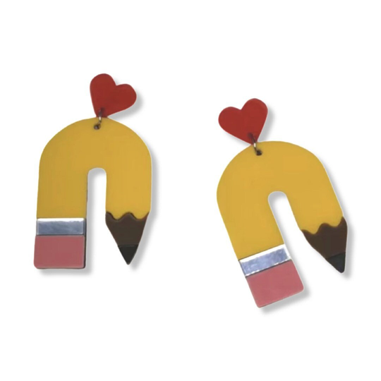 Yellow Pencil Earrings - Teacher Aide Gift, Handmade Jewelry, Earrings, Appreciation Jewelry