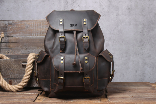 Personalized Leather Backpack, Full Grain Bag, Travel School Office Laptop Best Gift