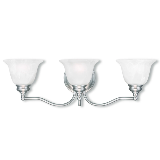 Livex Lighting Essex Silver Steel, Alabaster Glass 3-light Bathroom Fixture