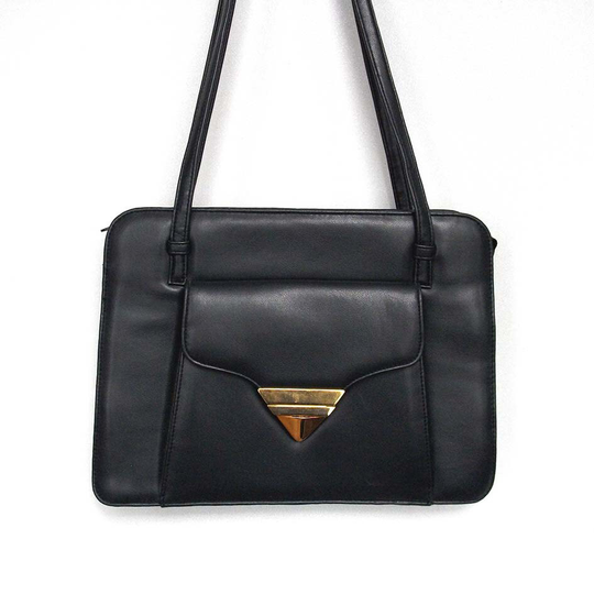 90S Navy Bag, Gold Detail Leather Handbag