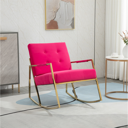 Accent Chair, Rocking Chair with Velvet Upholstered Living Room Chair
