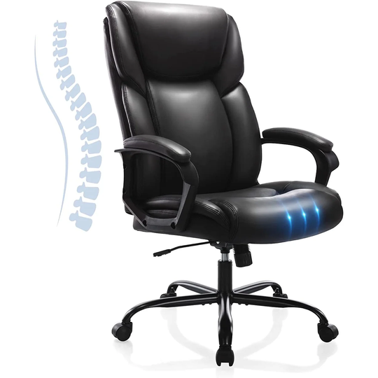 Office Desk Chair High Back Adjustable Ergonomic Managerial Rolling Swivel Task Chair Computer PU Leather