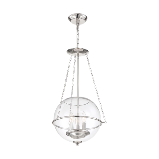 Odyssey 3-Light Pendant Fixture Polished Nickel with Clear Glass - N/A