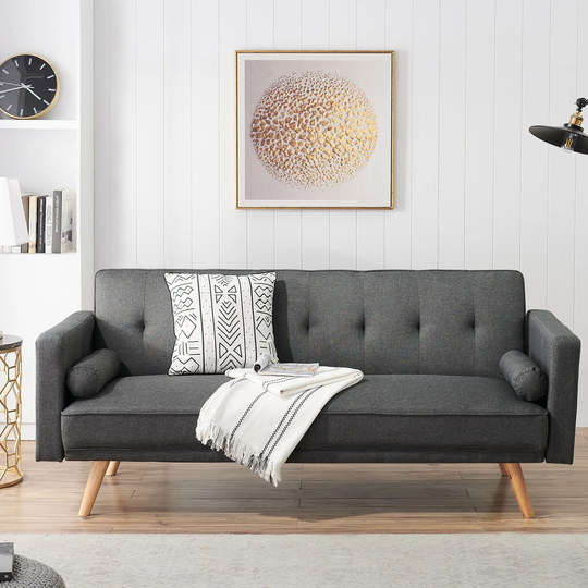 EYIW Variable bed sofa, living room folding sofa with solid wood frame, Dark Gray