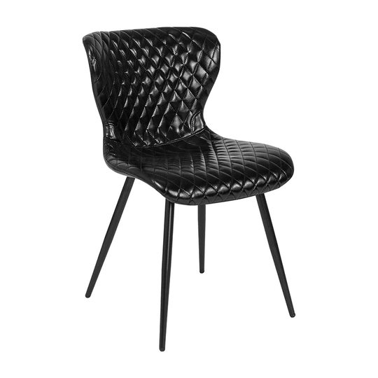 Offex Contemporary Diamond Quilted Pattern Upholstered Chair in Black Vinyl Upholstery