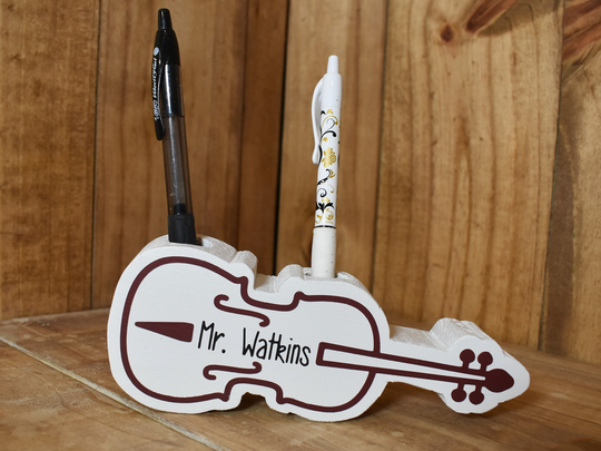 Personalized Violin Shaped Pencil Pen Holder, Gifts, Music Lovers Gift, Symphony Lovers, Player Gift