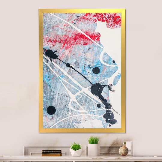 Designart 'Black White And Red Color Splatters' Modern Framed Wall Decor