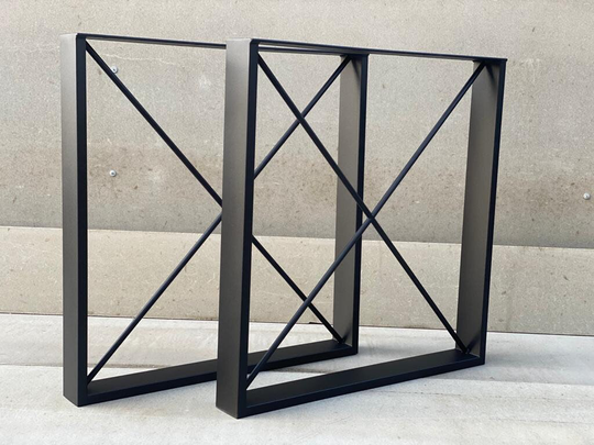 Industrial Style Square Type Steel Table Legs With X-Type Rod, Set Of 2 Dining Legs, Steel Metal Legs, Dining Table, Kitchen