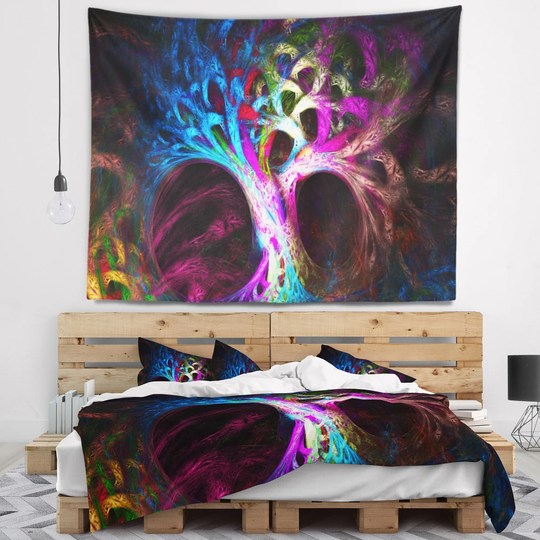 Designart 'Magical Multi color Psychedelic Tree' Abstract Wall Tapestry