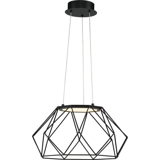 Geodesic LED Collection Matte Black Modern Style Medium Hanging Pendant Light - 9.28" x 17.9" x 17.9"