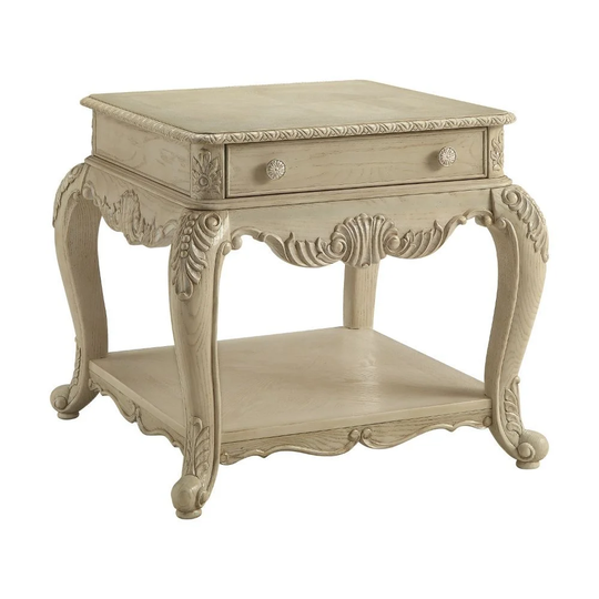 1 Drawer and 1 Open Compartment End Table in Antique White
