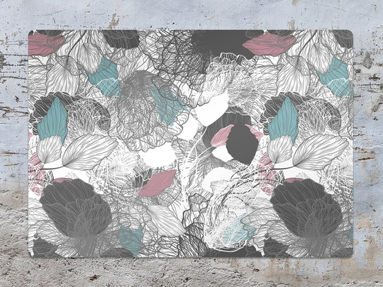 Pale Abstract Floral Chair Mat, White Vinyl Floor Gray Protective Plants Splat Office Decor, Decorative Gift Idea
