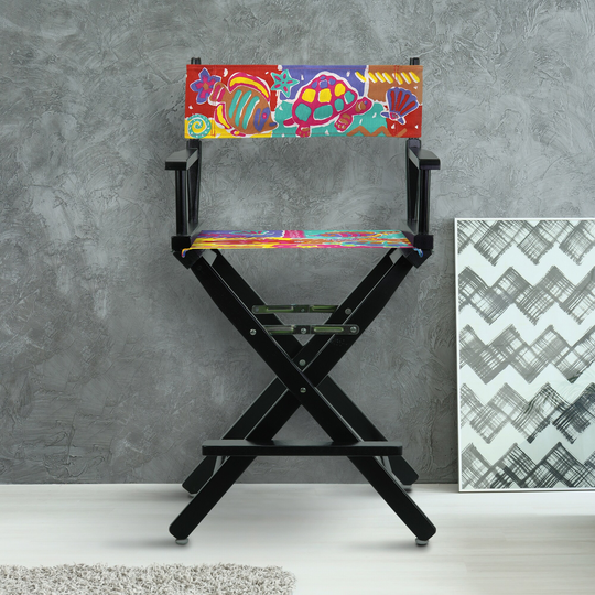 24" Director's Chair Black Frame-Passion Fish - 23"W x 19"D x 39.5"H