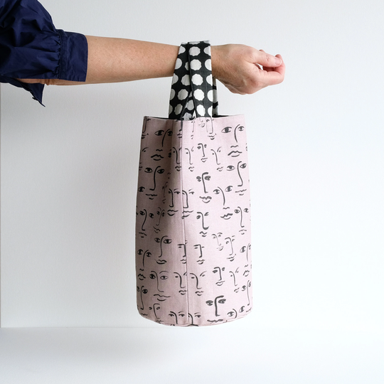 Pink Bucket Tote Bag, Fresh Fashion Style Statement, Pastel Handbag, Abstract Art Design Heavy Linen Tote, Painterly Print Totes